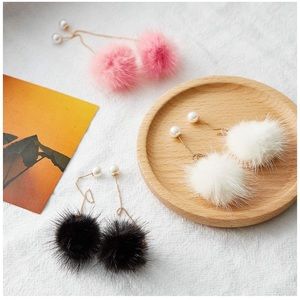 Faux Fur Pom Pom Earrings